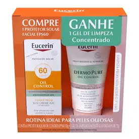 Kit Eucerin Protetor Solar Facial FPS60 Oil Control 50g + Gel de Limpeza Dermo Pure 75g
