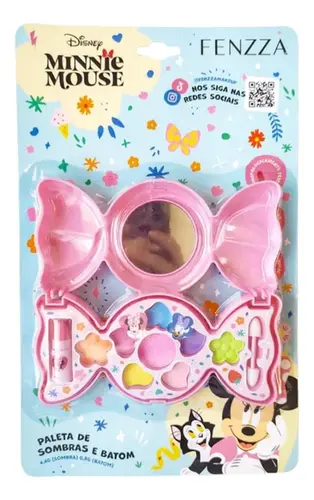 Kit de Maquiagem Infantil Fenzza Disney Minnie Paleta de Sombras e Batom Ref DIS052
