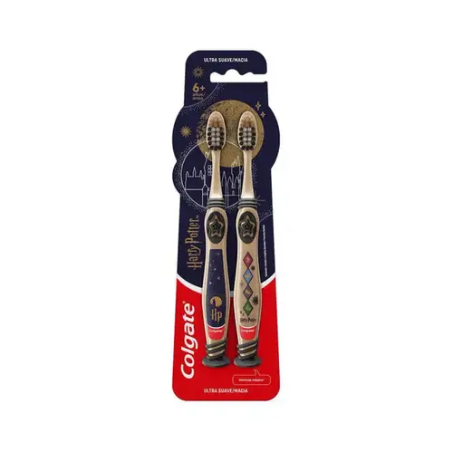 Escova de Dente Infantil Colgate Harry Potter - Ultra Macia com Ventosa Mágica - 2 Unidade