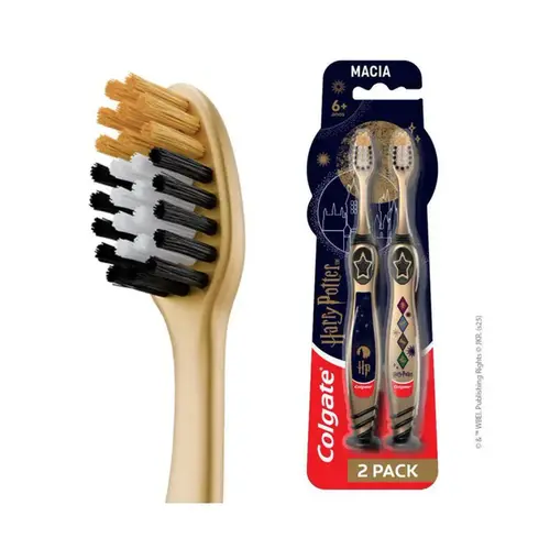 Escova de Dente Infantil Colgate Harry Potter - Ultra Macia com Ventosa Mágica - 2 Unidade