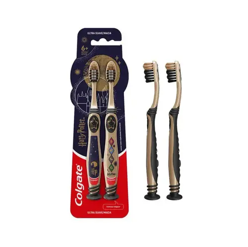 Escova de Dente Infantil Colgate Harry Potter - Ultra Macia com Ventosa Mágica - 2 Unidade