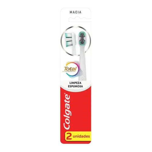 Escova de Dente Colgate Total Limpeza Espumosa - Suave Macia 2 Unidades