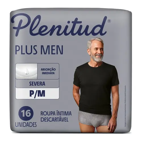 Roupa Íntima Descartável Plenitud Plus Men P/M 16 Unidades