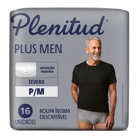 Roupa Íntima Descartável Plenitud Plus Men P/M 16 Unidades