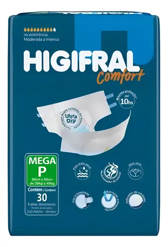 Fralda Geriátrica Higifral Comfort P 30 Unidades