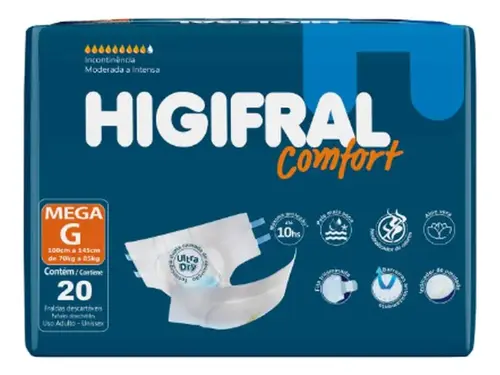 Fralda Geriátrica Higifral Comfort G 20 Unidades