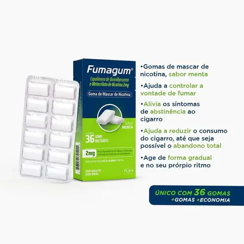 Fumagum 2mg Sabor Menta 36 Gomas Mastigáveis