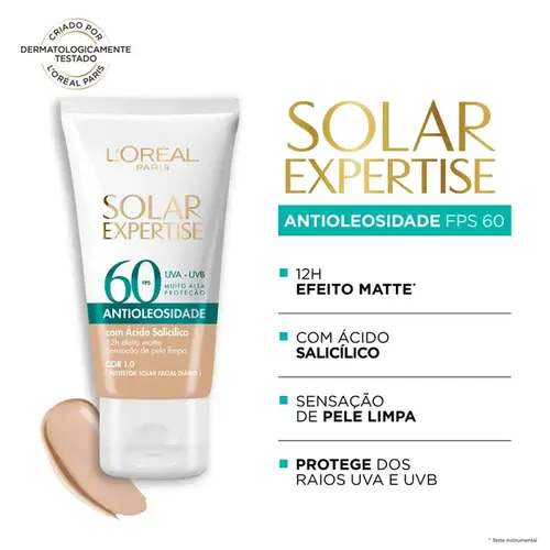 Protetor Solar Facial L'Oréal Expertise Antioleosidade FPS60 Tom Claro 40g