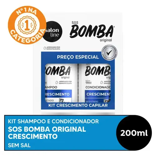 Kit Salon Line S.O.S Bomba Original Shampoo 300ml + Condicionador 200ml Crescimento Capilar
