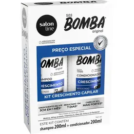 Kit Salon Line S.O.S Bomba Original Shampoo 300ml + Condicionador 200ml Crescimento Capilar