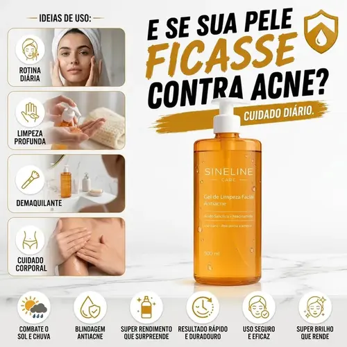 Gel de Limpeza Facial Sineline Antiacne 500ml