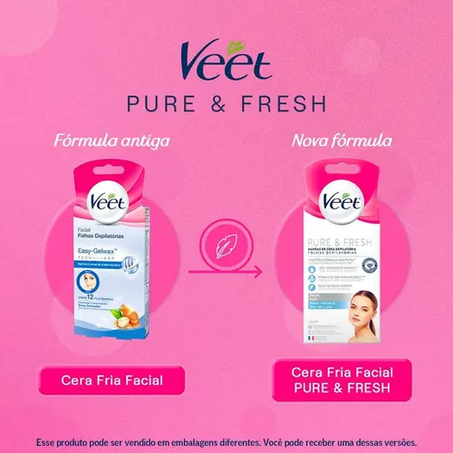 Folhas Depilatórias Faciais Veet Pure & Fresh 16 Unidades