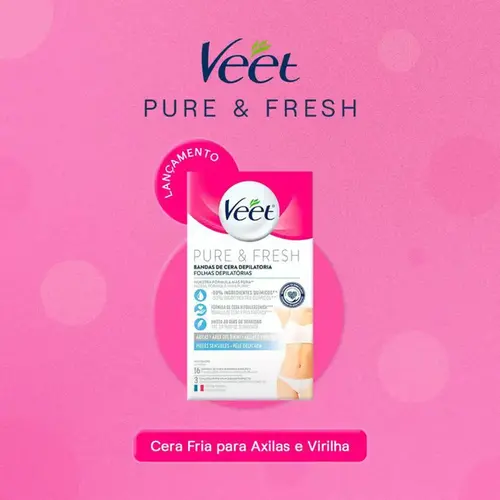 Folha Depilatória Veet Pure & Fresh Axilas e Virilhas 16 Unidades