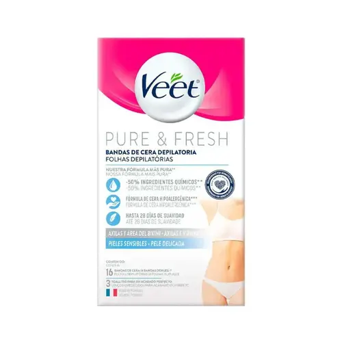 Folha Depilatória Veet Pure & Fresh Axilas e Virilhas 16 Unidades