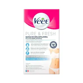 Folha Depilatória Veet Pure & Fresh Axilas e Virilhas 16 Unidades