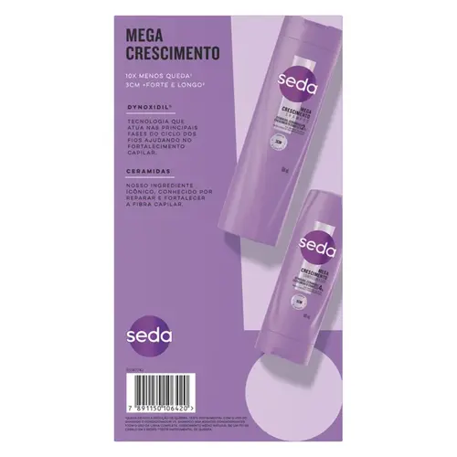 Kit Seda Mega Crescimento Shampoo 300ml + Condicionador 190ml