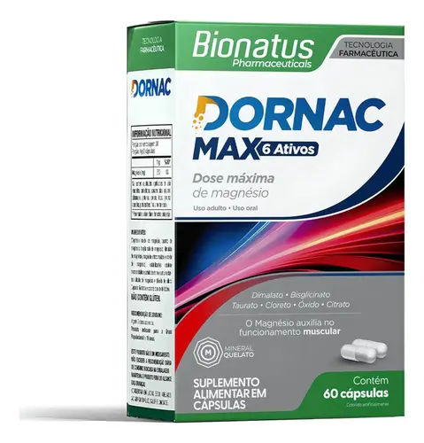 Dornac Max 6 Ativos Magnésio 60 Cápsulas - Bionatus