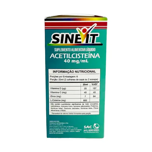Acetilcisteina 40mg/ml Sinevit Xarope Sabor Morango 120ml
