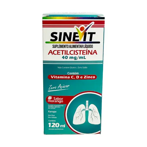 Acetilcisteina 40mg/ml Sinevit Xarope Sabor Morango 120ml