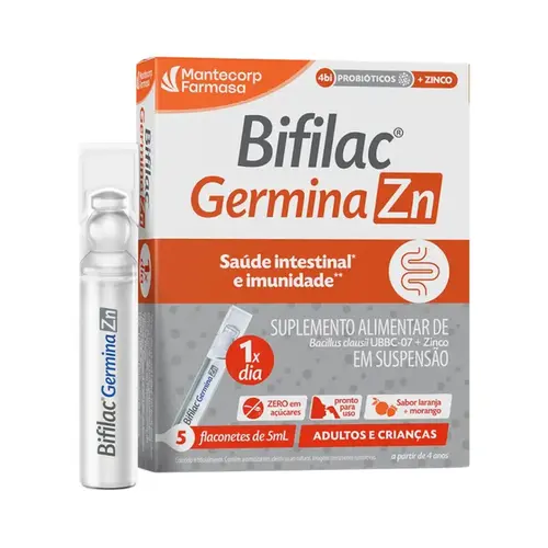 Probiótico Bifilac Germina ZN 10 Flaconetes de 5ml Sabor Laranja e Morango