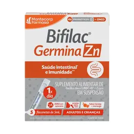 Probiótico Bifilac Germina ZN 10 Flaconetes de 5ml Sabor Laranja e Morango