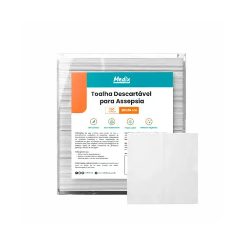 Toalha Descartável para Assepsia 30x35cm 100 Unidades da Medix
