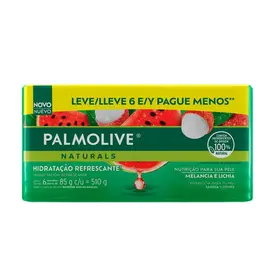 Kit 6 Sabonete em Barra Palmolive Naturals Melancia e Lichia 85g cada