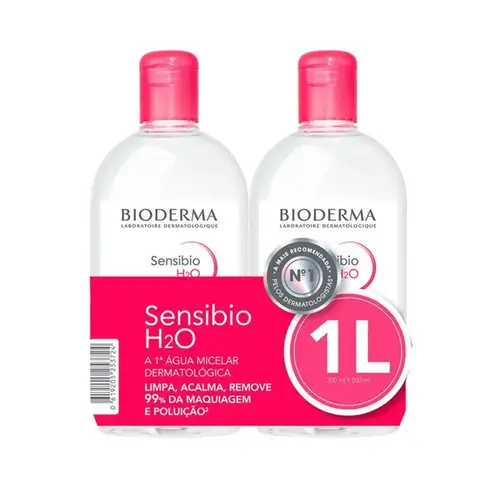 Kit Água Micelar Bioderma Sensibio H2O Dermatológica Calmante 500ml - 2 Unidades
