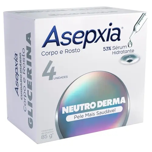 Kit Sabonete em Barra Asepxia Corpo e Rosto Neutro Derma 4 Unidades