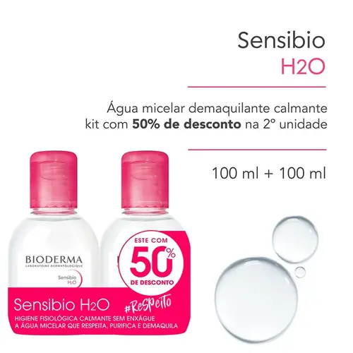 Kit Água Micelar Bioderma Sensibio H2O Dermatológica Calmante 100ml - 2 Unidades