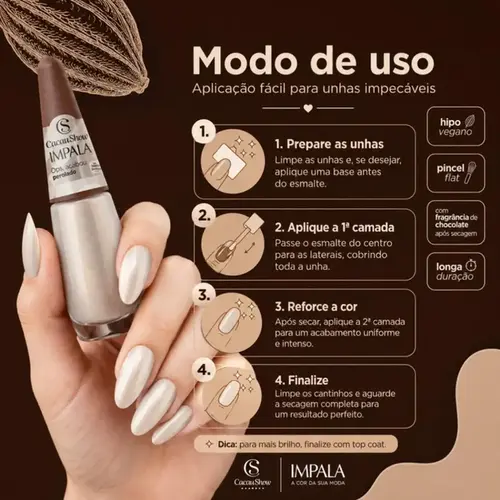 Esmalte Impala Cacau Show Ops Acabou Nude Perolado 7,5ml