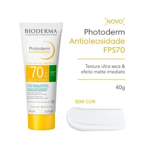 Protetor Solar Facial Bioderma Photoderm Antioleosidade FPS70 Sem Cor 40g