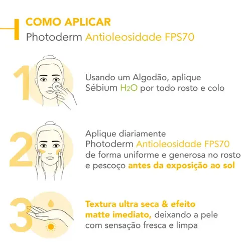 Protetor Solar Facial Bioderma Photoderm Antioleosidade FPS70 Sem Cor 40g