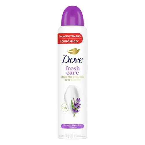 Desodorante Feminino Dove Fresh Care Lavanda & Baunilha 72h Aerossol 250ml
