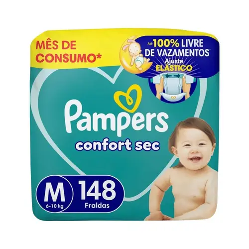 Fralda Pampers Confort Sec Jumbo M 148 Unidades