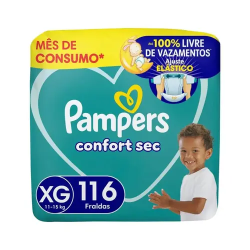 Fralda Pampers Confort Sec Jumbo XG 116 Unidades
