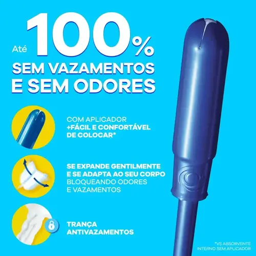 Absorvente Interno Tampax Liberdade Total Fluxo Intenso com Aplicador 8 Unidades