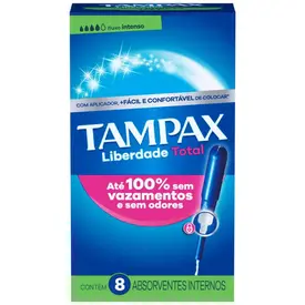 Absorvente Interno Tampax Liberdade Total Fluxo Intenso com Aplicador 8 Unidades