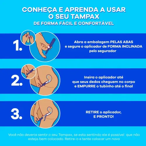 Absorvente Interno Tampax Liberdade Total Fluxo Moderado com Aplicador 8 Unidades
