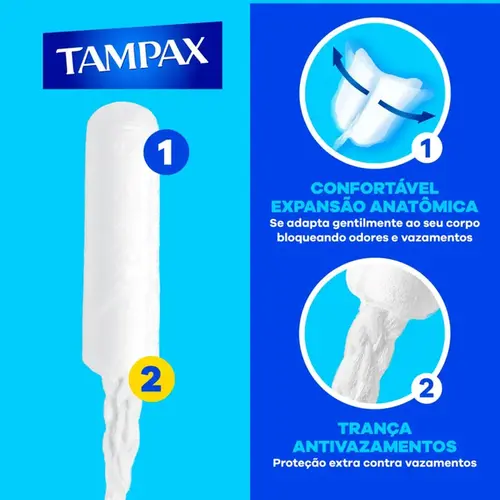 Absorvente Interno Tampax Liberdade Total Fluxo Moderado com Aplicador 8 Unidades