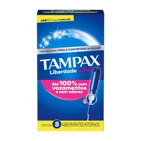 Absorvente Interno Tampax Liberdade Total Fluxo Moderado com Aplicador 8 Unidades