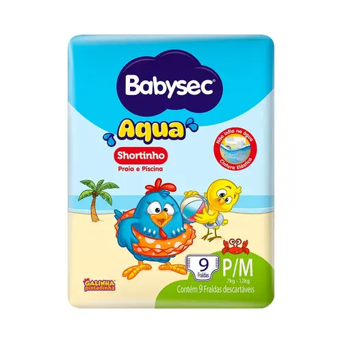 Fralda Babysec Aqua Shortinho P/M 9 Unidades
