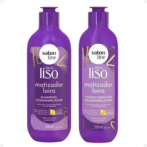 Kit Salon Line Meu Liso Matizador Loiro Shampoo 300ml + Condicionador 200ml
