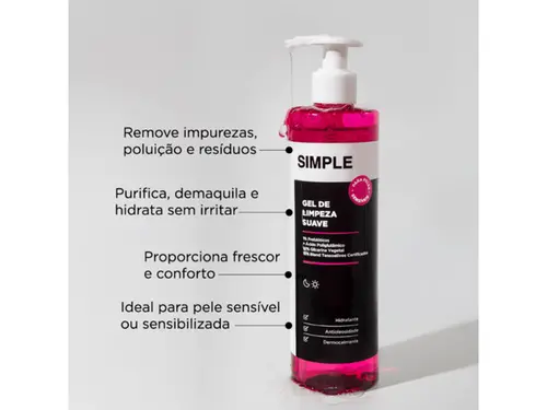 Gel de Limpeza Facial Simple Organic Limpeza Suave 350g