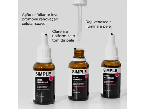 Ultra Sérum Facial Simple Organic Ácido Mandélico 2% + Gluconolactona 5% 30ml