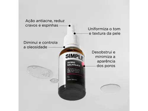 Ultra Sérum Facial Simple Organic Ácido Salicílico 2% 30ml