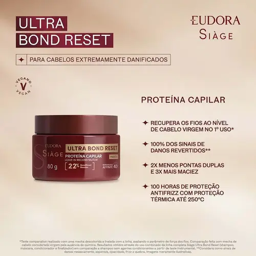 Leave-In Reconstrutor Eudora Siàge Ultra Bond Reset Proteína Capilar 80g
