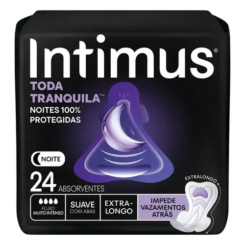 Absorvente Noturno Intimus Toda Tranquila Suave Com Abas 24 Unidades