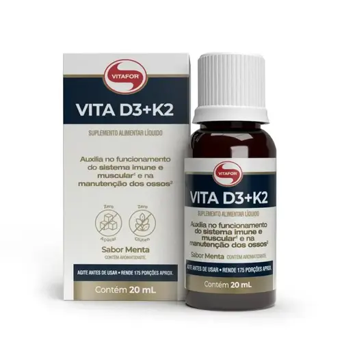Vitamina D3 + K2 2.000ui Vitafor Sabor Menta 20ml