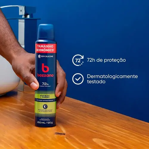 Desodorante Masculino Bozzano Antibac + Fresh 72h Aerossol 200ml